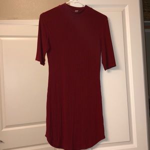 Red Mock Neck Bodycon Dress